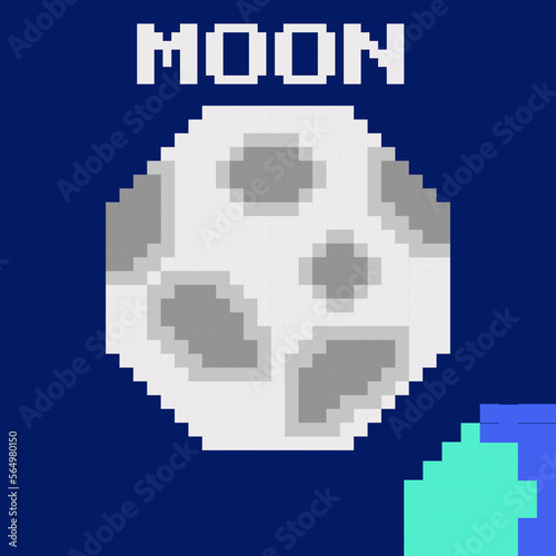 planet galaxy pixel art design vector