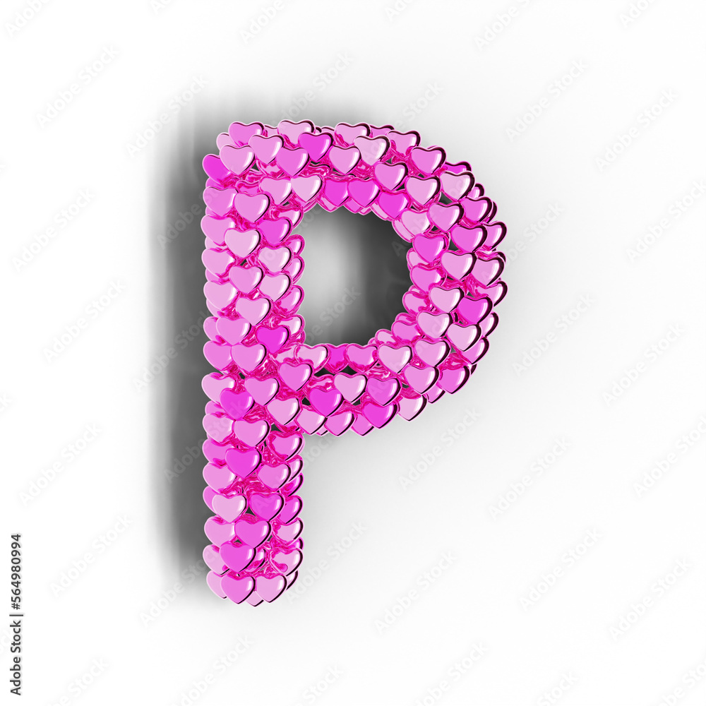 3D render of alphabet text made of pink hearts isolated on transparent background 3D render of alphabet text made of pink hearts isolated on transparent background