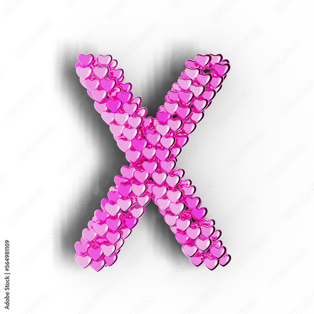 3D render of alphabet text made of pink hearts isolated on transparent background 3D render of alphabet text made of pink hearts isolated on transparent background