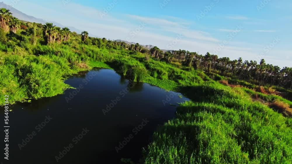 FPV Aerial View Of Wetlands Nature Landscape On The Island Of San Jose In Baja California Sur, Mexico. FPV Aerial View Of Wetlands Nature Landscape On The Island Of San Jose In Baja California Sur, Mexico.