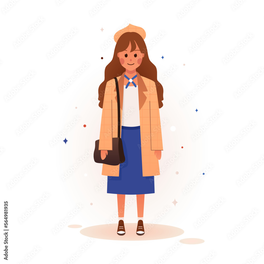 Vector illustration of a cute girl who is studying at school. A girl with a bag on her shoulder and a book in her hands goes to school. School uniform. Illustration for educational posters and stands. Vector illustration of a cute girl who is studying at school. A girl with a bag on her shoulder and a book in her hands goes to school. School uniform. Illustration for educational posters and stands.