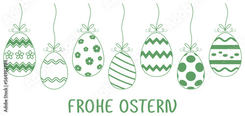 Foto Frohe Ostern Vektor Dekoration mit Geschenkband und Ostergruß in Deutsch