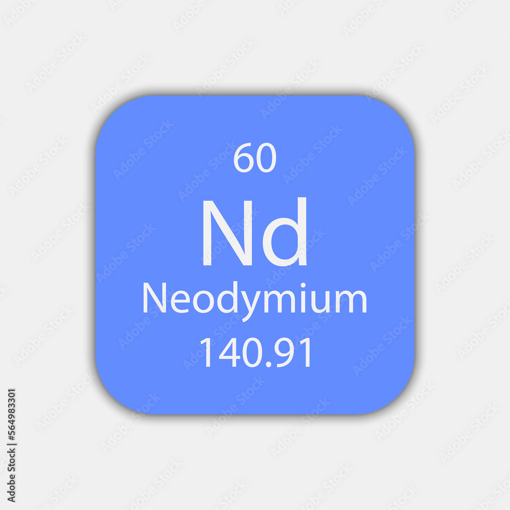 Neodymium symbol. Chemical element of the periodic table. Vector illustration. Neodymium symbol. Chemical element of the periodic table. Vector illustration.