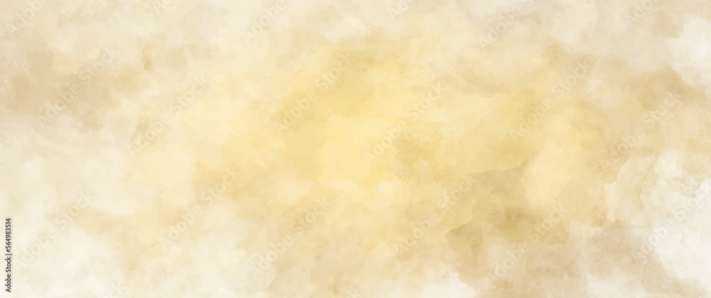 Gold vintage vector watercolor art background. Old paper. Beige watercolour texture for for cover design, cards, flyers, poster, banner or design interior. Brushstrokes and splashes. Painted template.