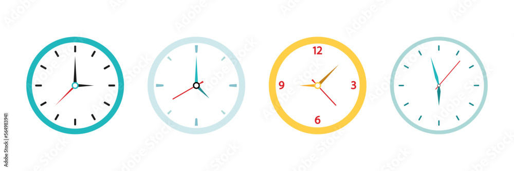Clock icon. Set of watches. Flat style. vector.