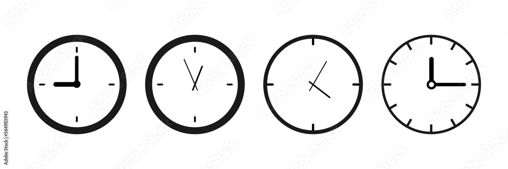 Clock icon. Set of watches. Flat style. vector. Clock icon. Set of watches. Flat style. vector.