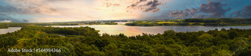 Fototapeta Naklejka Na Ścianę i Meble -  view of Krakow am See. Lakes landscape with dense forests on the shore. Vacation