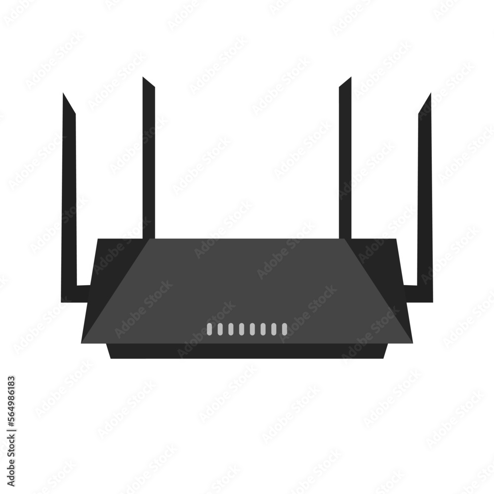 Realistic router icon with flat design. Internet Wi-Fi router. Vector.