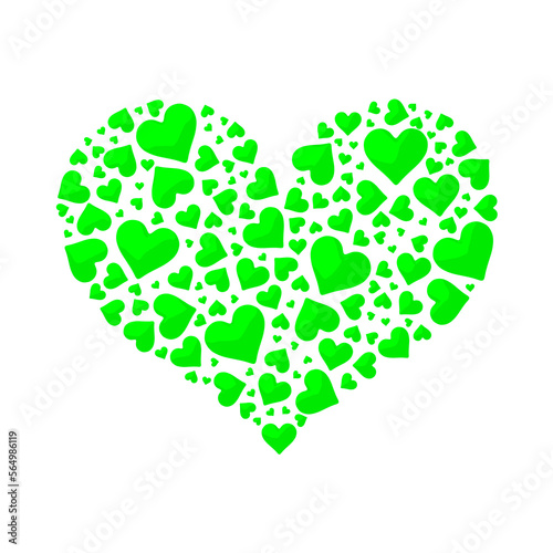 Corazón de corazones verde alfa.