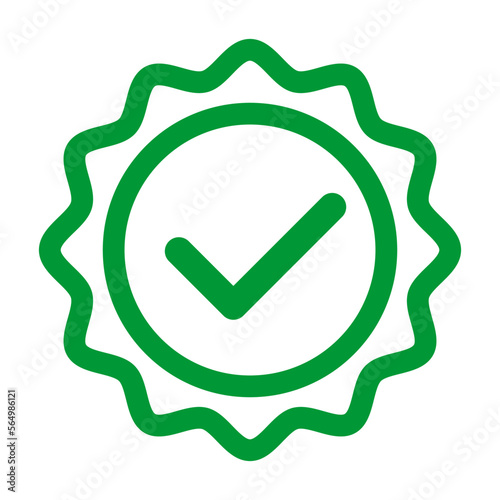 Checkmark certification badge icon. Permit or pass. Vector.