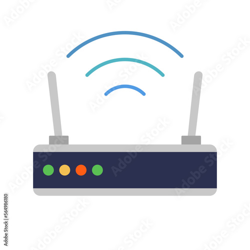 Flat design router icon. Network communication relay equipment. Vector.