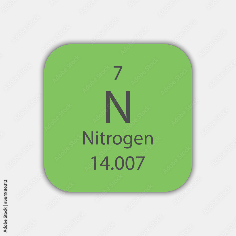 Nitrogen symbol. Chemical element of the periodic table. Vector illustration.
