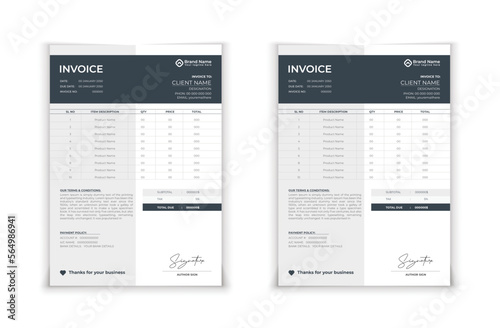 Minimal Black invoice template vector design.