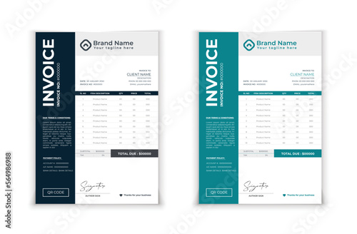 Minimal Black invoice template vector design.