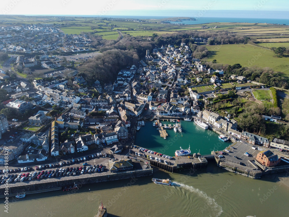 Padstow town from the air cornwall england uk 
