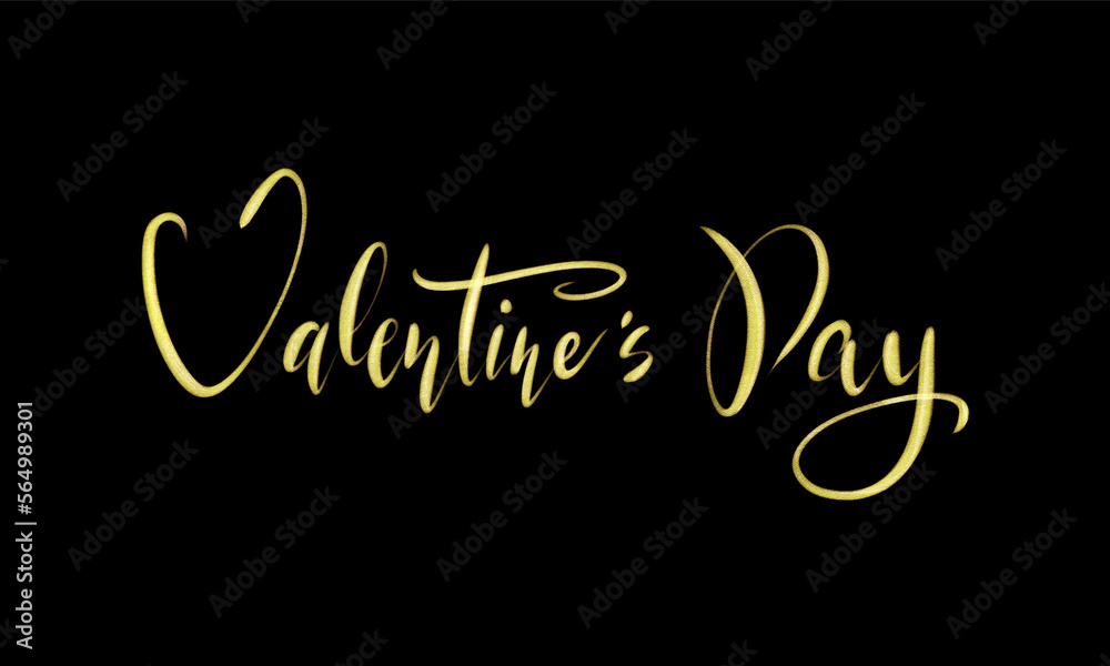 Valentine's Day Glittering Golden Hand Drawn Lettering. Shiny Holiday Text Isolated Design Element Valentine's Day Glittering Golden Hand Drawn Lettering. Shiny Holiday Text Isolated Design Element