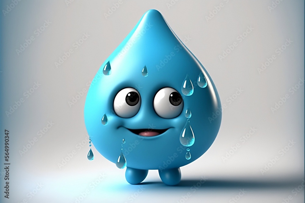 Cartoon water drop, generative ai Cartoon water drop, generative ai