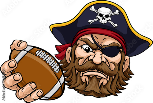 Pirate American Football Sports Mascot Cartoon