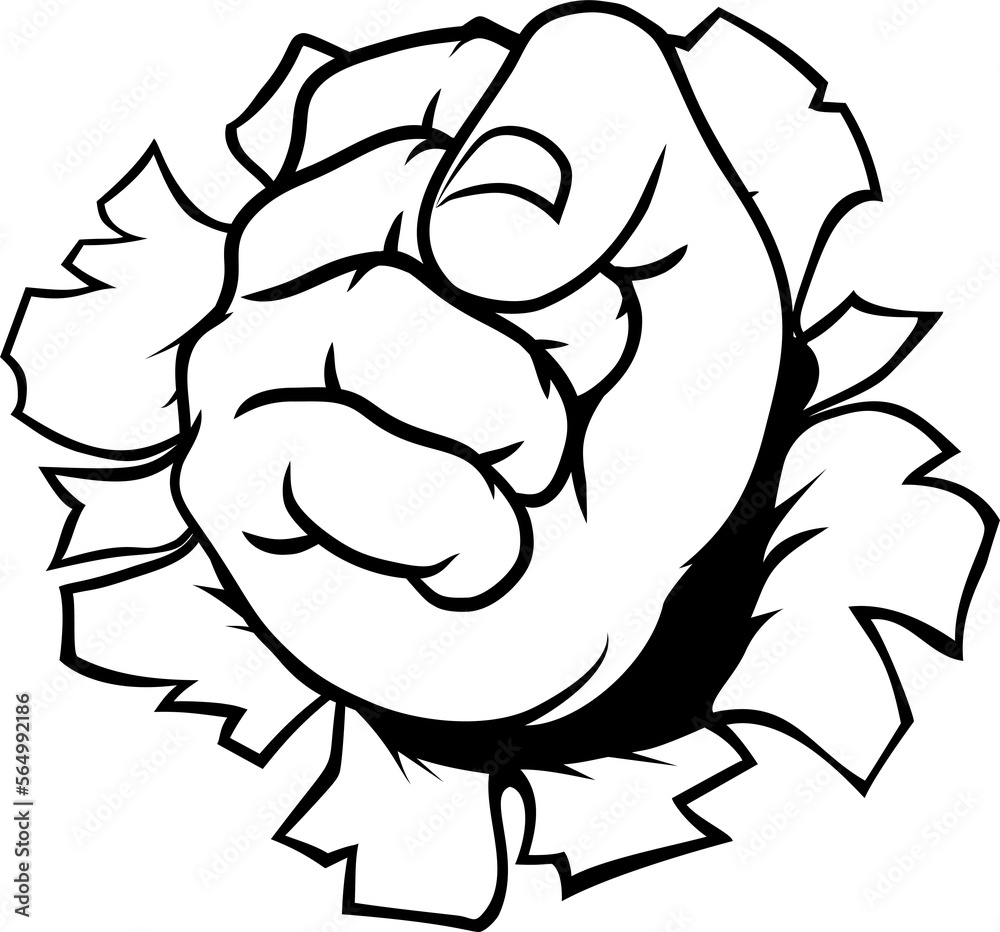 Fist Hand Punching Through Wall Cartoon Fist Hand Punching Through Wall Cartoon