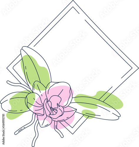 Photo frame with orchid flowers contemporary floral design
