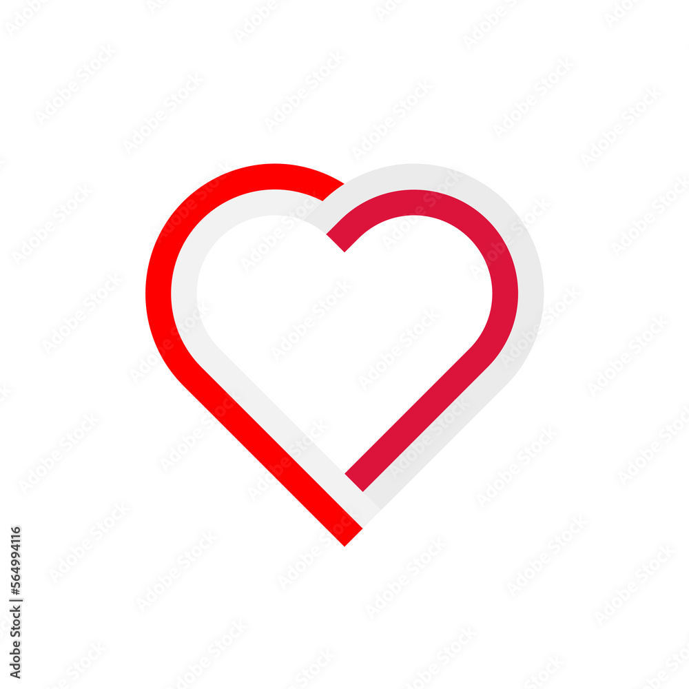 unity concept. heart ribbon icon of indonesia and poland flags. vector illustration isolated on white background unity concept. heart ribbon icon of indonesia and poland flags. vector illustration isolated on white background