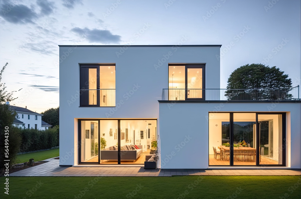 3d render styled conceptional illustration of a modern minimalist cozy house, Generative AI 3d render styled conceptional illustration of a modern minimalist cozy house, Generative AI