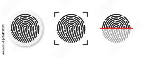 Fingerprint icon collection. Fingerprint identification, scanning and protection. Stylish fingerprint web icon design. Vector