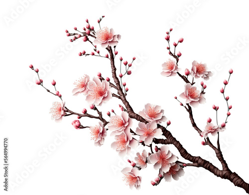Leinwand Poster Cherry tree branch with pink flowers