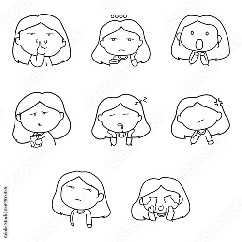 lonely girl emoticon set