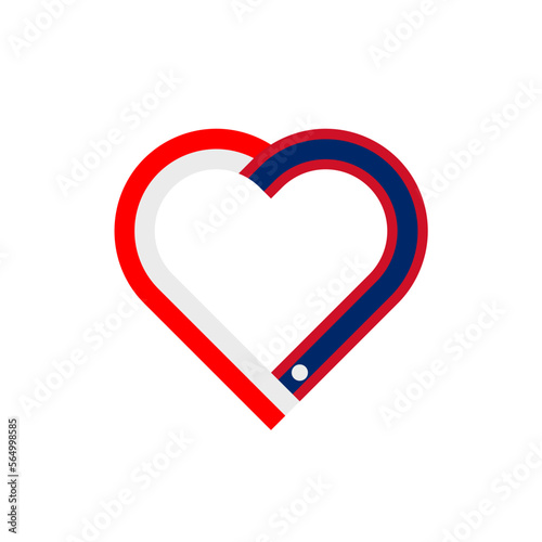 unity concept. heart ribbon icon of indonesia and laos flags. vector illustration isolated on white background