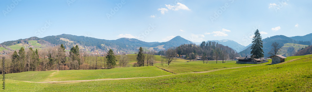 panoramic spring landscape Schliersee area, upper bavaria