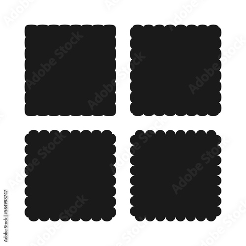 Scallop Edge Square Shapes Icon Set