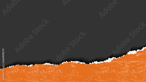 Minimal Abstract Black Orange Ripped Paper Torn Banner Background
