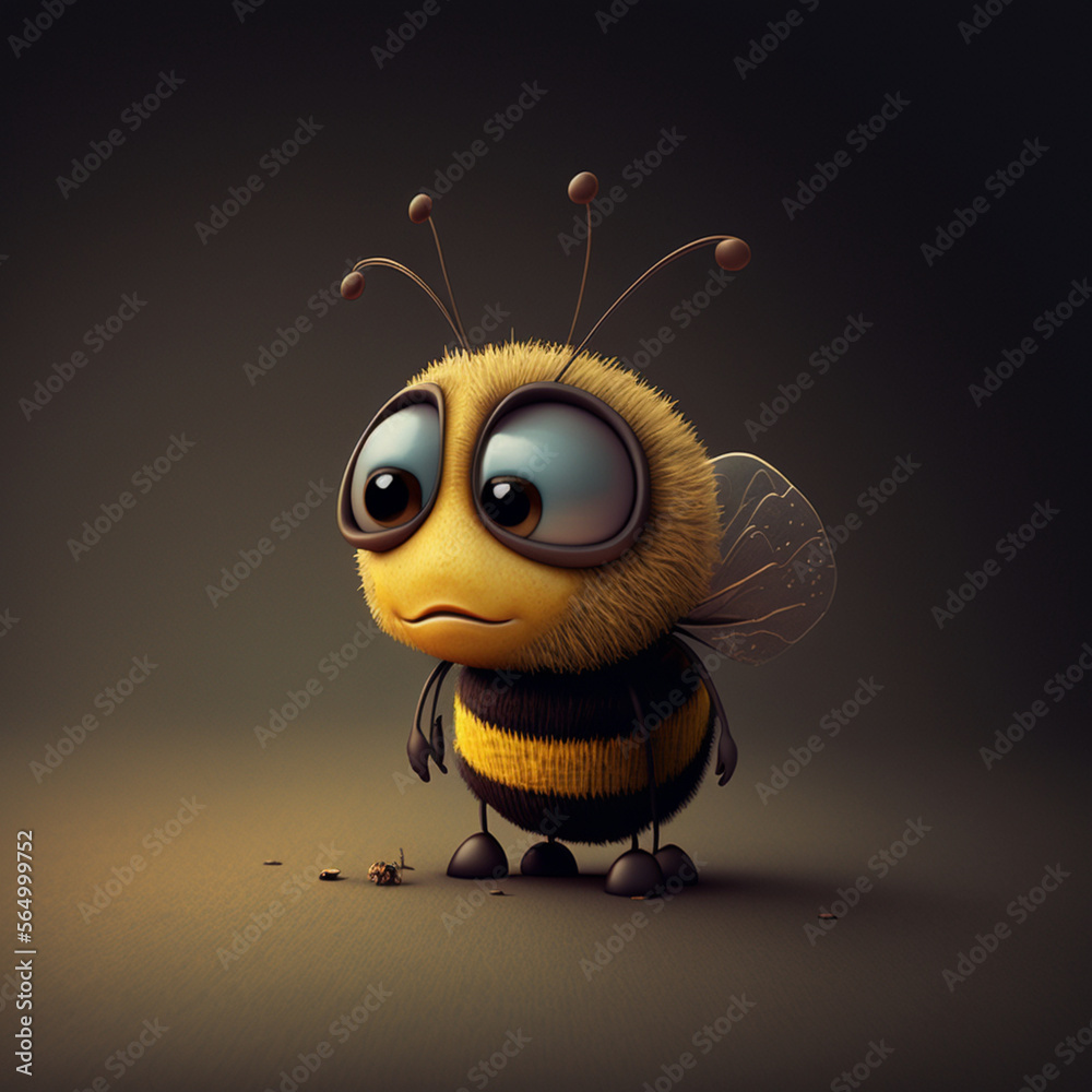 Sad bee, cartoon Stock Illustration | Adobe Stock