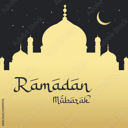Mosque Abu Dhabi Ramadan Wishes Theme with Half Moon Lantern Star.Happy Ramadan Kareem Greetings with Colorful Background.