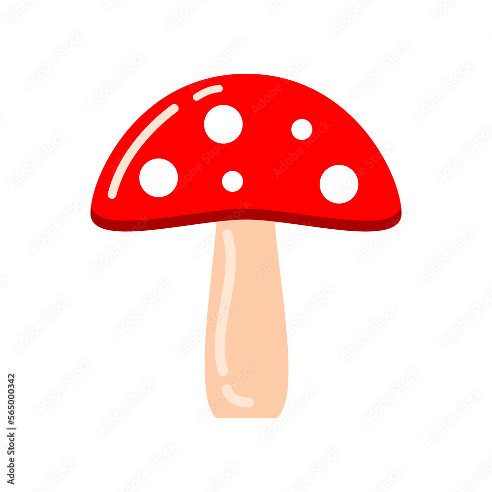 Red cute mushroom cartoon drawing doodle icon on white background flat vector design Red cute mushroom cartoon drawing doodle icon on white background flat vector design