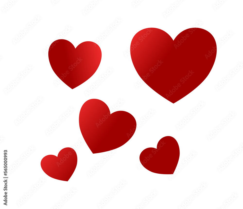 red hearts illustration vector set