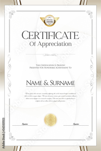 Colorful retro design certificate or diploma template 