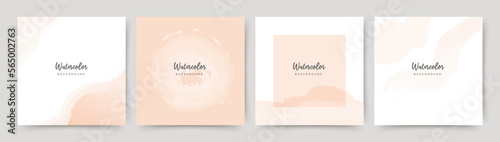 Watercolor texture abstract neutral soft background in gentle pastel pink color. Vector illustration set for cover, card, poster, invitation, flyer, brochure, magazine, social media post, banner