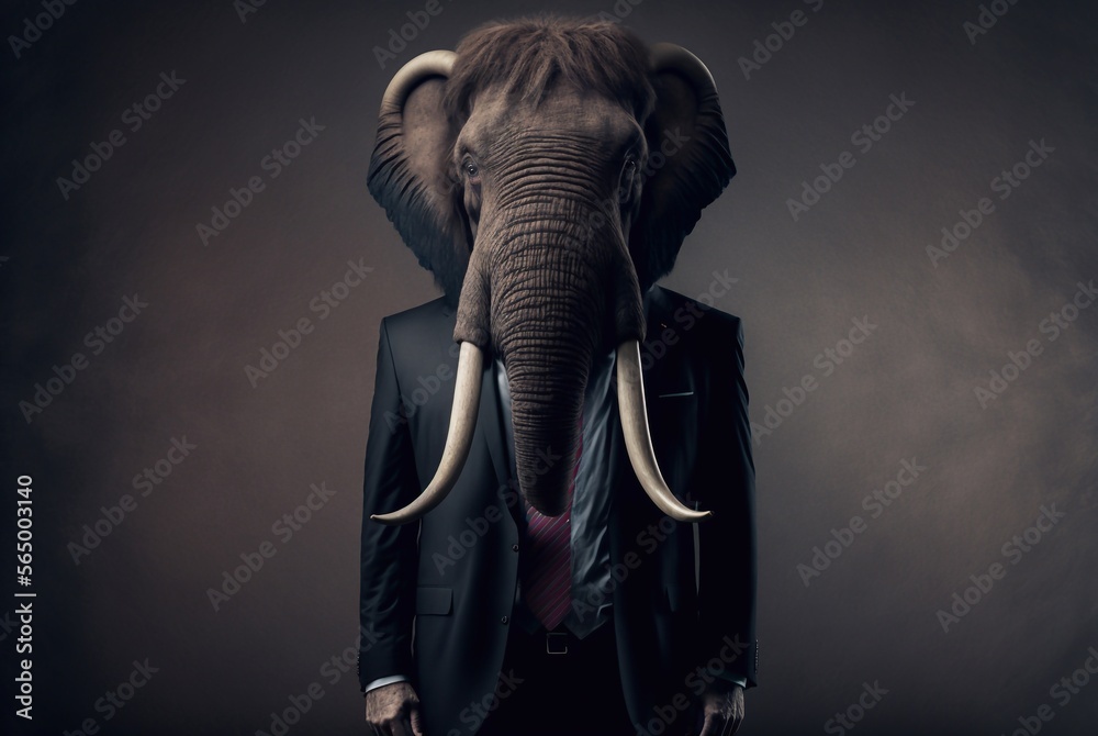 An elephant in a suit, ai generated. Generitive ai