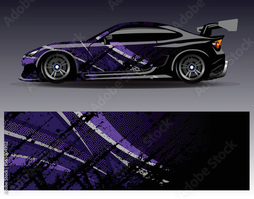 Car wrap design vector. Graphic abstract stripe racing background kit designs for wrap vehicle  race car  rally  adventure and livery