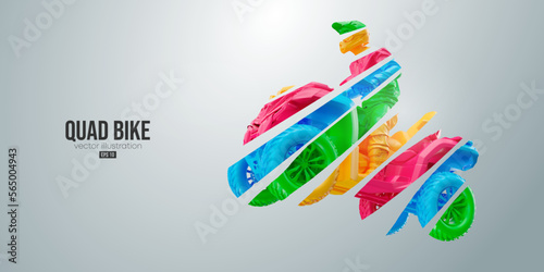 Abstract silhouette of a ATV Quad bike, All-Terrain vehicle, isolated on white background. Rider jumps on quad bike. Vector illustration