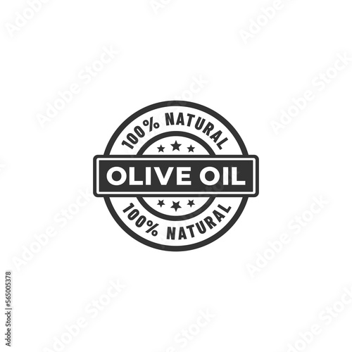 Simple Olive oil label vector or Olive oil seal vector on black background. Elegant olive oil seal for quality products. Olive oil label for unadjusted natural product. Elegant stamp vector.