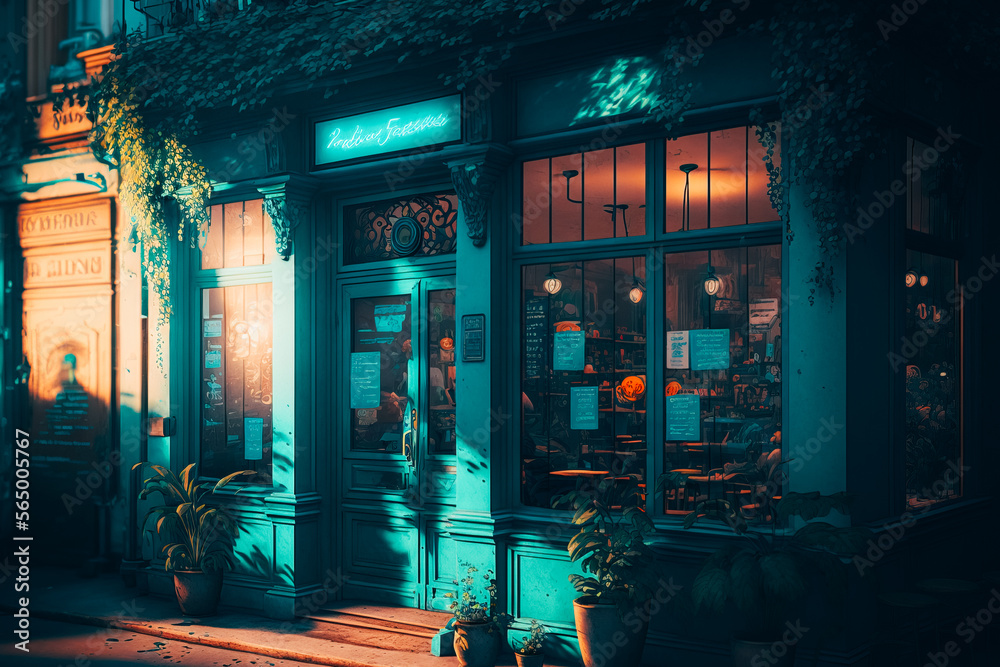 This image captures the cozy atmosphere of a café in the city