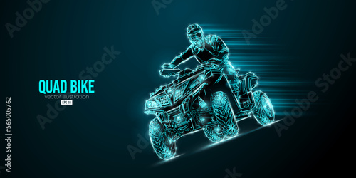 Abstract silhouette of a ATV Quad bike, All-Terrain vehicle, isolated on black background. Rider jumps on quad bike. Vector illustration