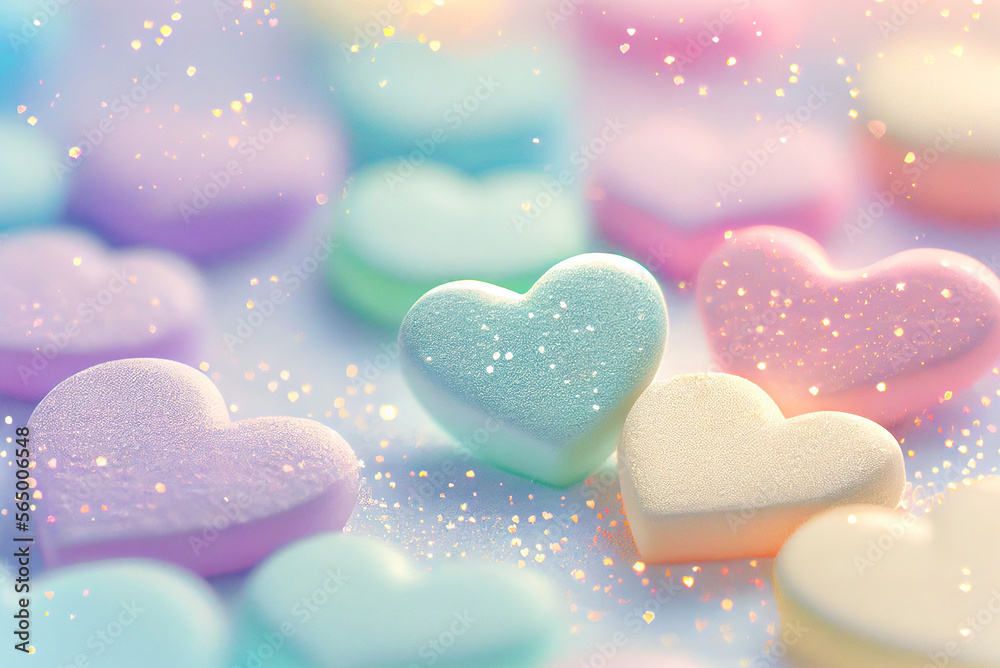 Obraz premium pastel color hue of hearts background,heart shaped bokeh background
