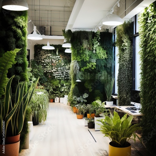 An indoor plant nursery.