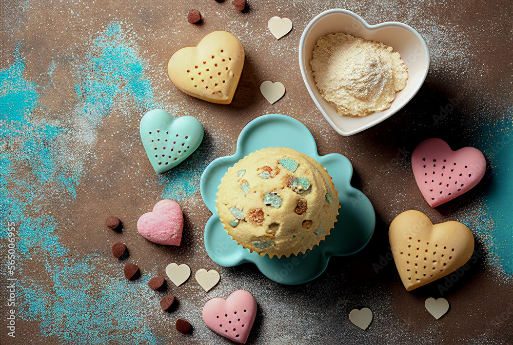 Heart shaped muffins, Generative AI Heart shaped muffins, Generative AI