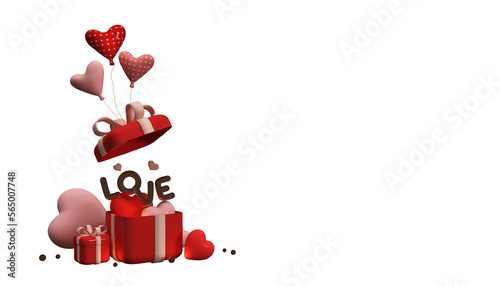 valetines day with 3d empty podium and pink hearths