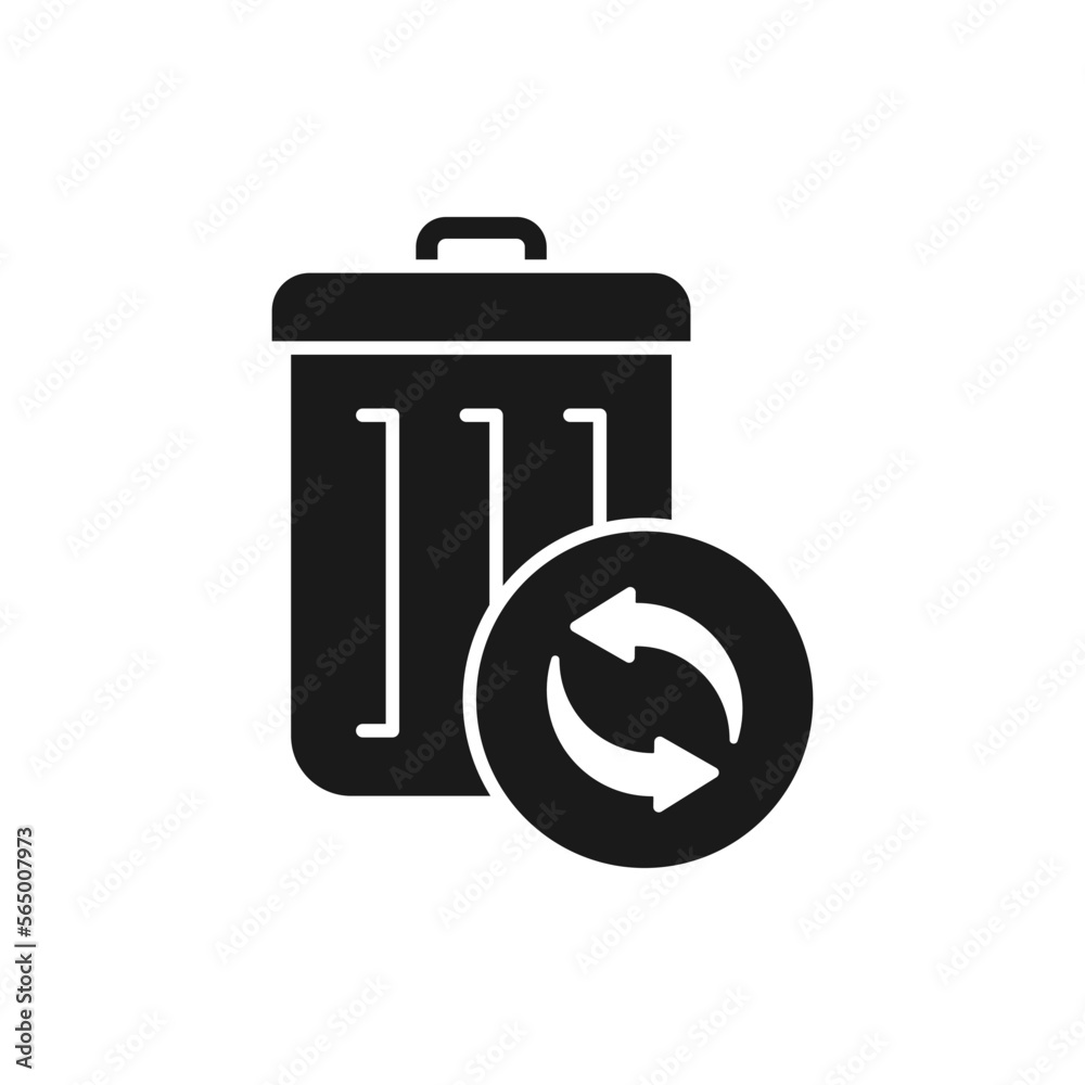 Trash can with circular arrow. Recycled waste icon flat style isolated on white background. Vector illustration Trash can with circular arrow. Recycled waste icon flat style isolated on white background. Vector illustration